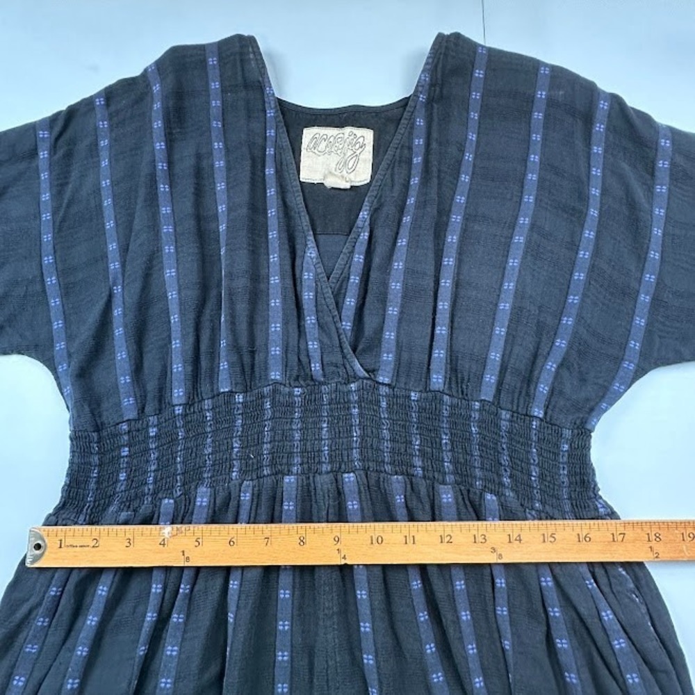 Ace & Jig Dress Womens 1X Black Blue V Neck Midi Comfort Boho Minimalist Indie - Picture 11 of 14